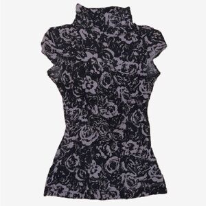 Floral Black and Gray Women's Top